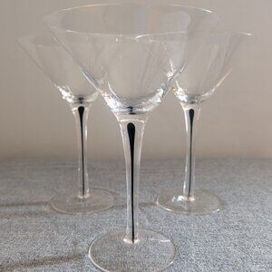 Orrefors "Intermezzo" Black Martini Glasses, Set of 3